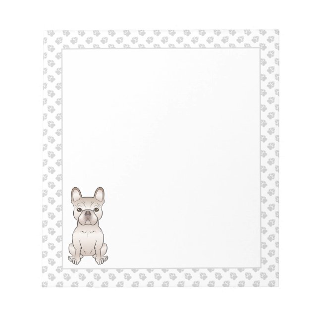Bloc-note Joli Bouledogue Français crème / Chien et pattes F (Devant)