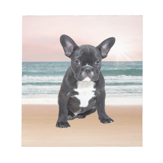 Bloc-note Joli Bouledogue Français Plage Soleil Eau (Devant)