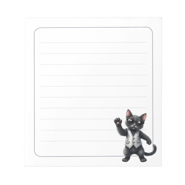 Bloc-note Joli cahier noir formel chat smoking lignes d'écri (Devant)