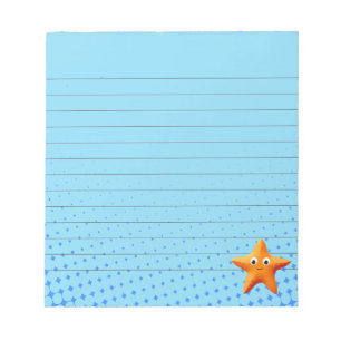 Bloc-note Joli Cartoon Starfish Bleu Océan Liné