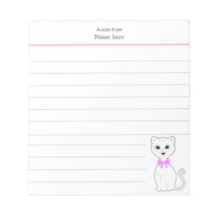 Bloc-note Joli Chat Blanc Ligné