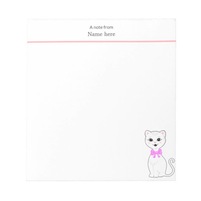 Bloc-note Joli Chat Blanc Simple (Devant)