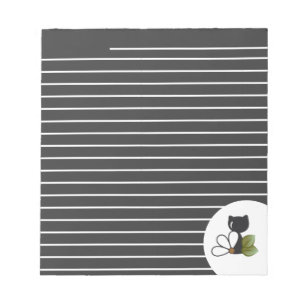 Bloc-note Joli chat noir et fleur – Personnalisé