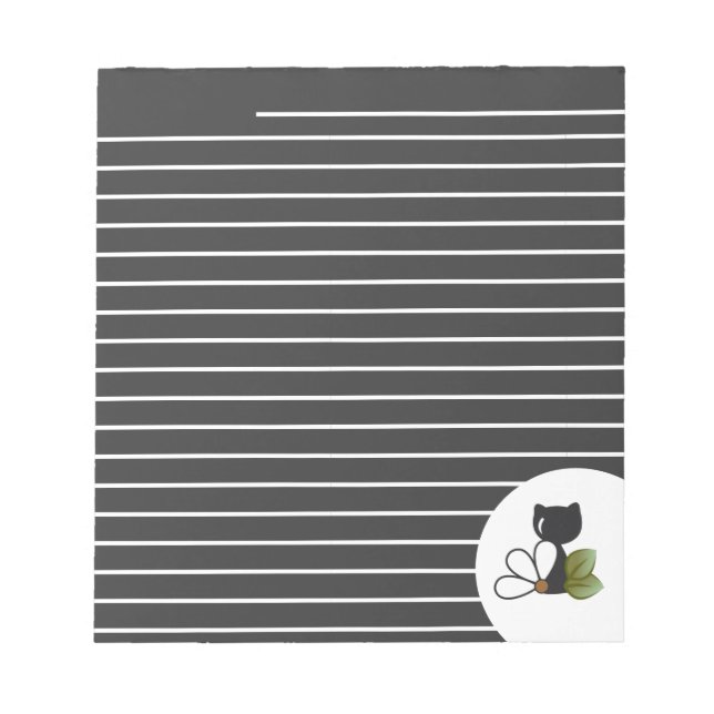 Bloc-note Joli chat noir et fleur – Personnalisé (Devant)