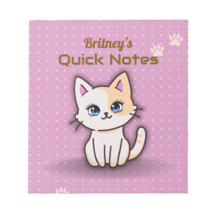 Bloc-note Joli Chat Rose Personnalisé Nom