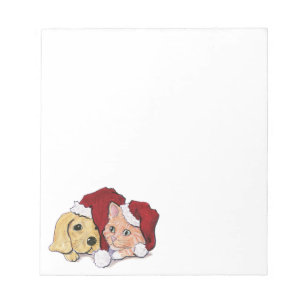 Bloc-note Joli chiot Labrador de Noël et chaton orange tigré