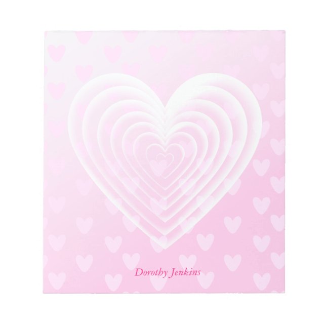 Bloc-note Joli Coeur rose avec arrière - plan rose (Devant)