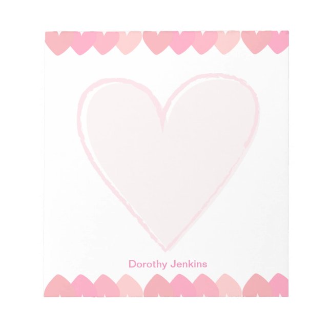 Bloc-note Joli Coeur Rose Feminine Saint-Valentin (Devant)