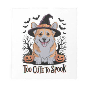 Bloc-note Joli Corgi Halloween avec chapeau de sorcière