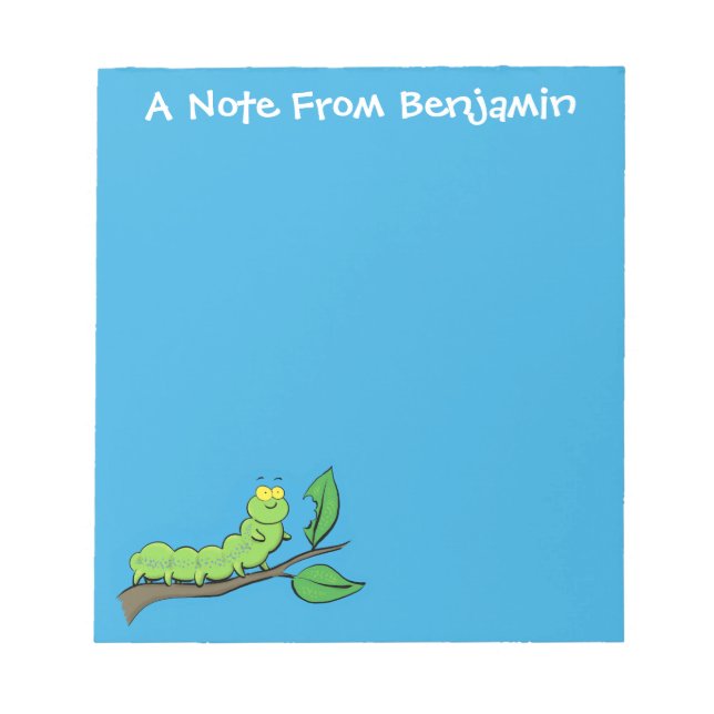 Bloc-note Joli dessin animé de chenille verte mignonne (Devant)