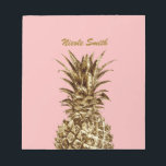 Bloc-note Joli élégant or girly & ananas rose pastel<br><div class="desc">Élégant et mignon ananas en faux or.</div>