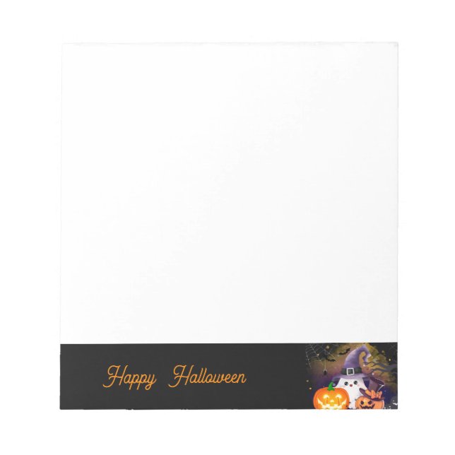 Bloc-note Joli fantôme d'Halloween avec chapeau de sorcière  (Devant)