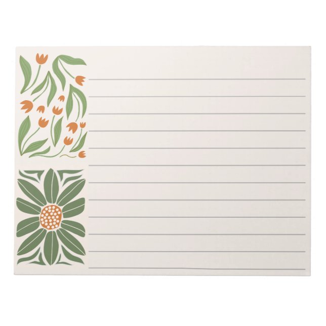 Bloc-note Joli floral vert et rose moderne (Devant)