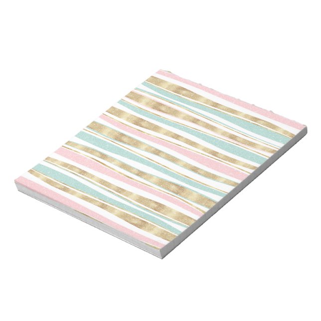 Bloc-note Joli Gold Stripes Doodles Rose Design (Tourné)