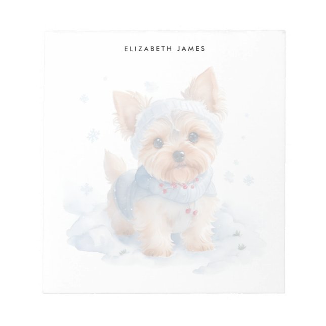 Bloc-note Joli hiver Yorkshire Terrier Chien personnalisé (Devant)