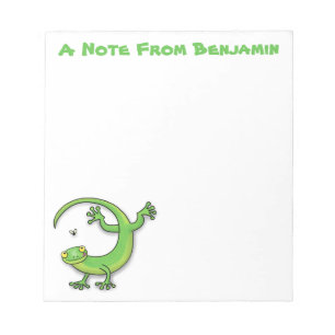 Bloc-note Joli lézard vert gecko avec dessin animé