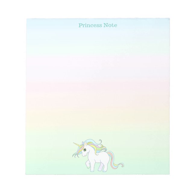 Bloc-note Joli licorne magique sur couleurs pastel (Devant)