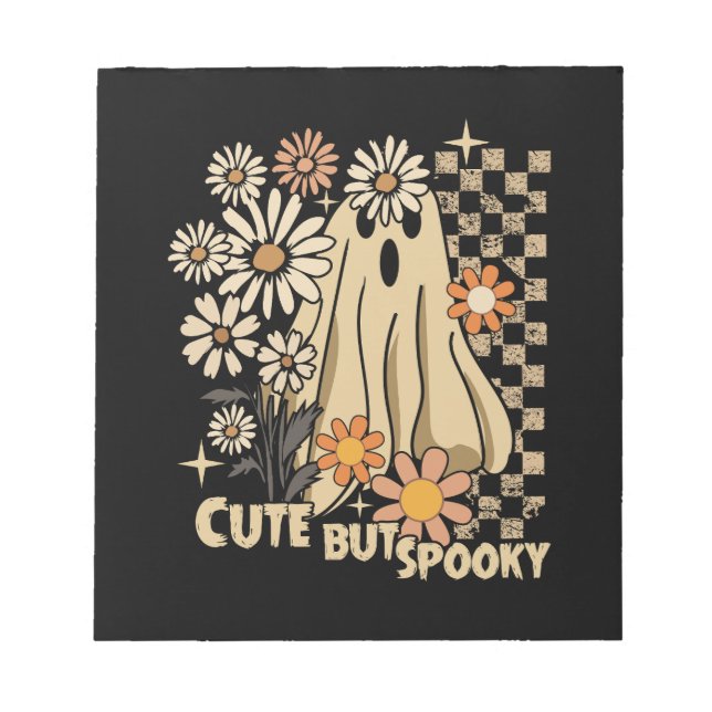 Bloc-note Joli mais drôle fantôme floral Halloween effrayant (Devant)