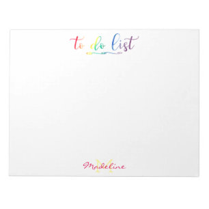 Bloc-note Joli Monogramme À Faire Liste Arc En Ciel Moderne