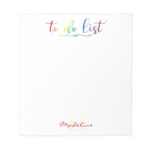 Bloc-note Joli Monogramme À Faire Liste Arc En Ciel Moderne