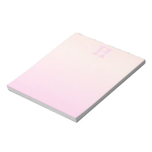 Bloc-note Joli monogramme personnalisable Dégradé pêche et