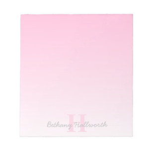 Bloc-note Joli Monogramme rose personnalisable et votre nom 