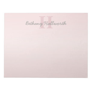 Bloc-note Joli Monogramme rose personnalisable et votre nom