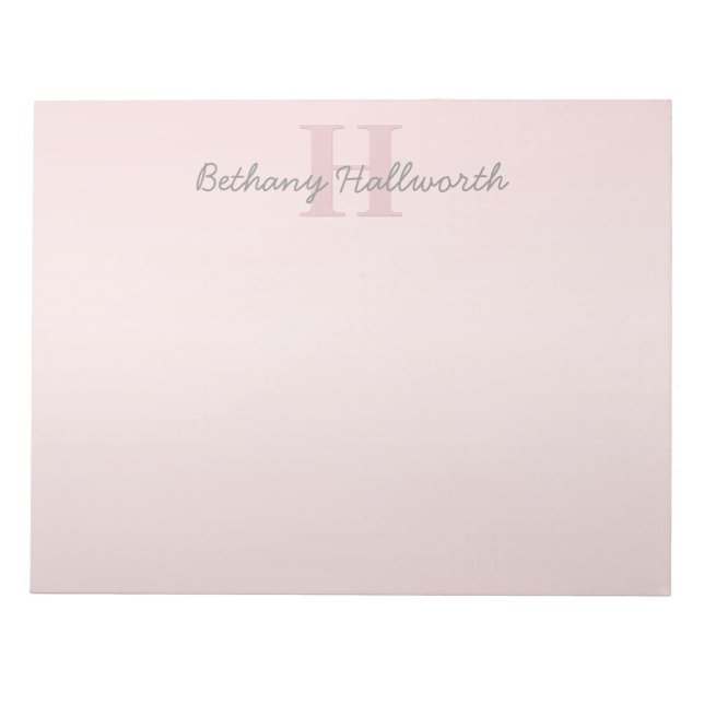 Bloc-note Joli Monogramme rose personnalisable et votre nom  (Devant)