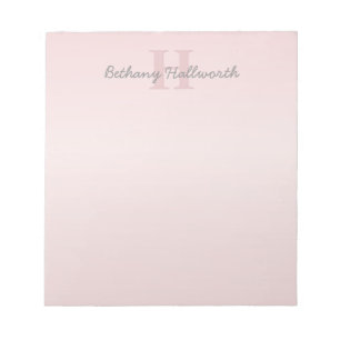 Bloc-note Joli Monogramme rose personnalisable et votre nom