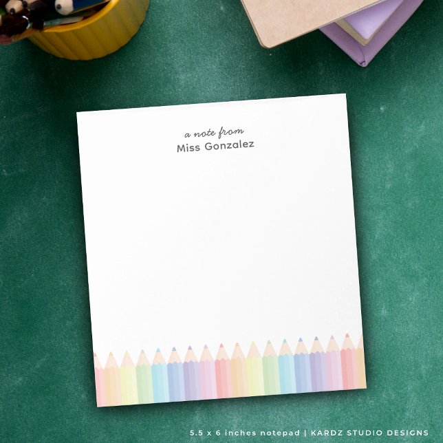 Bloc-note Joli mot de la part du professeur arc-en-ciel bloc (Personalize this notepad for your favorite teacher.)