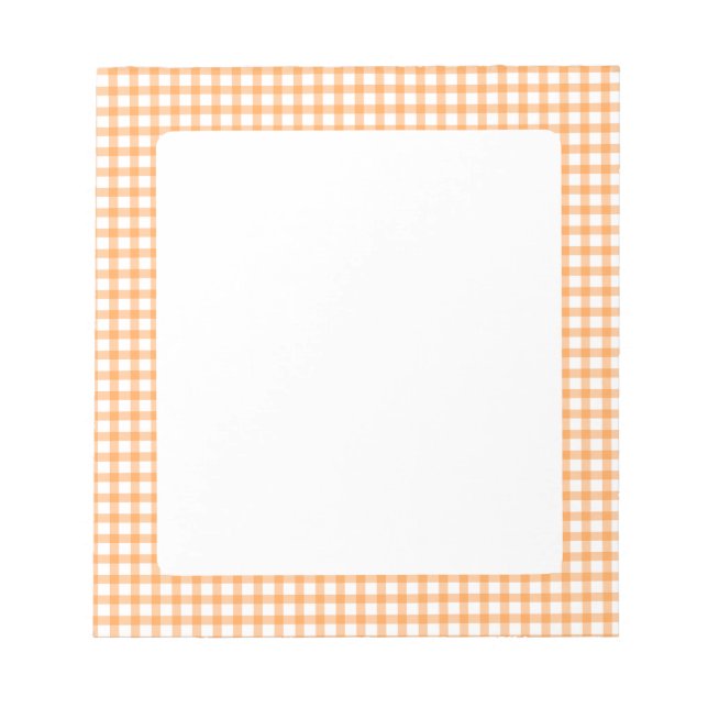 Bloc-note Joli motif à carreaux gingham orange rétro (Devant)