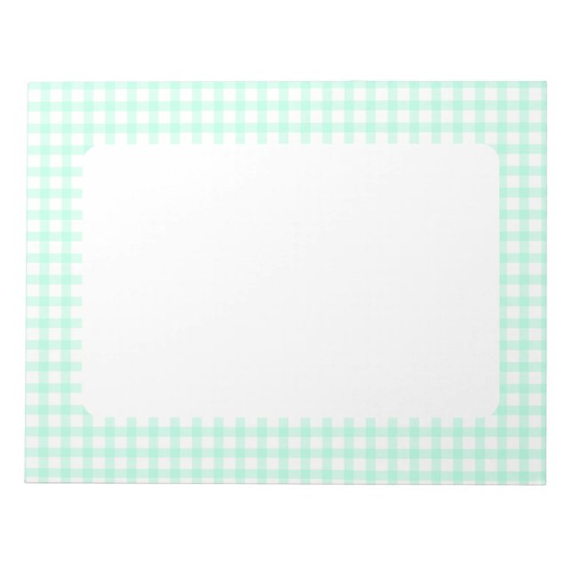 Bloc-note Joli motif à carreaux gingham vert de mer rétro (Devant)