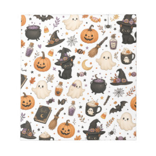 Bloc-note Joli motif aquarelle Halloween avec chats noirs