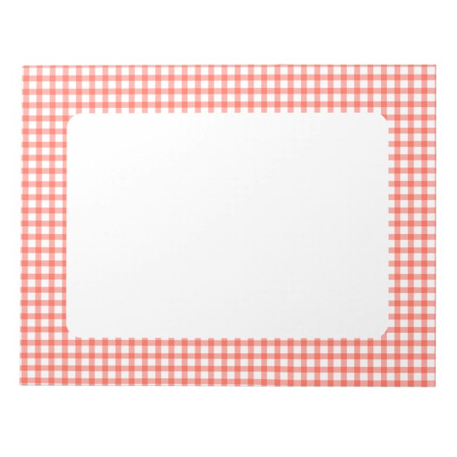 Bloc-note Joli motif carreaux rouge rétro gingham (Devant)