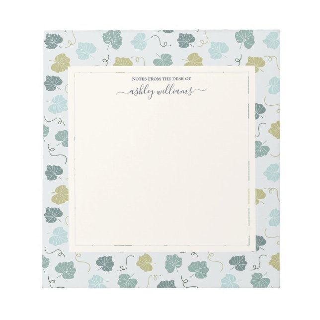 Bloc-note Joli Motif Feuille vert du bureau de (Devant)