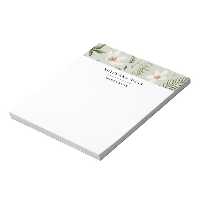 Bloc-note Joli motif floral aquarelle de verdure doré (Tourné)