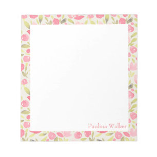 Bloc-note Joli motif floral aquarelle en rose