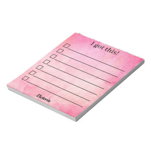 Bloc-note Joli Nom Personnalisé Rose Mignon