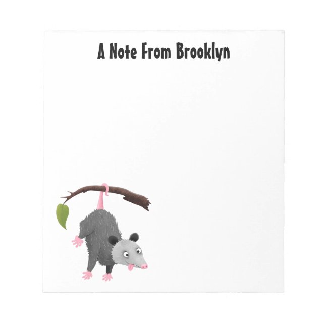 Bloc-note Joli opossum accroché à la branche dessin animé (Devant)