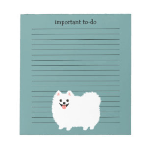 Bloc-note Joli Pomeranian Blanc avec Texte Personnalisé
