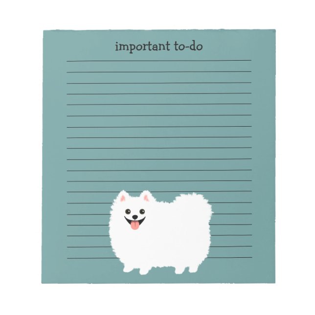 Bloc-note Joli Pomeranian Blanc avec Texte Personnalisé (Devant)
