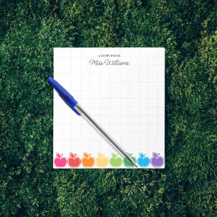 Bloc-note Joli pomme colorée de l'enseignant Nom personnalis
