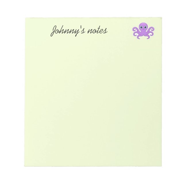 Bloc-note Joli poulpe violet vert (Devant)
