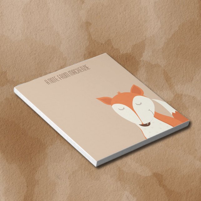 Bloc-note Joli Renard Rouge Bois Animaux Enfants (Red Fox Customized Notepad - Sized 5-1/2 x 6 inches)