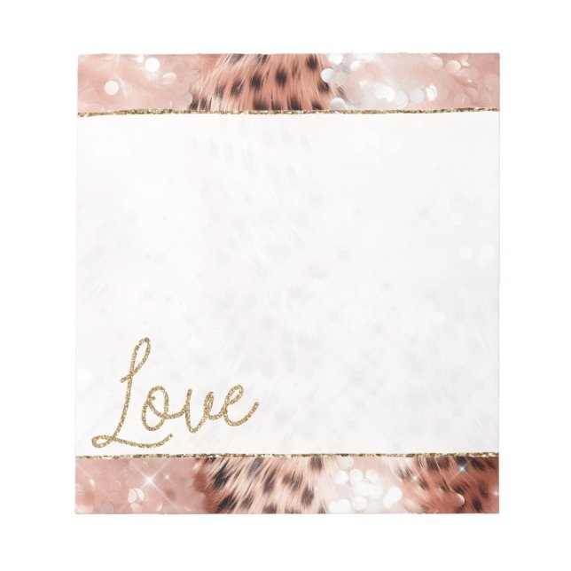 Bloc-note Joli Rose Gold Leopard Bokeh (Devant)
