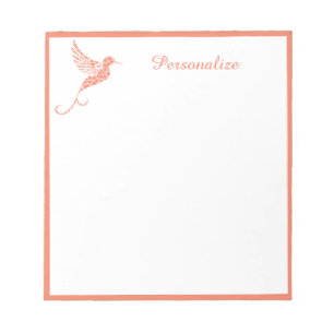 Bloc-note Joli Saumon rose Hummingbird Personnalisé