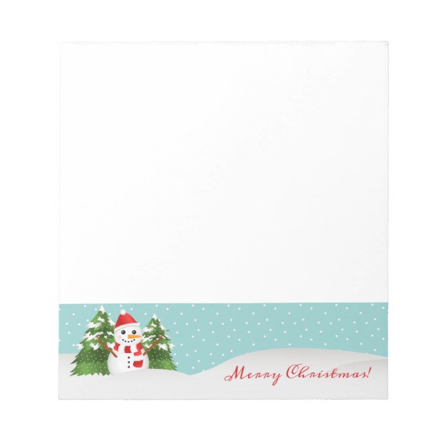 Bloc-note Joli Snowman Et Rouge Joyeux Texte De Noël (Devant)