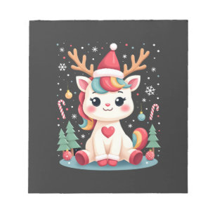 Bloc-note Joli T-Shirt de Noël Filles Femmes Xmas Licorne Ce