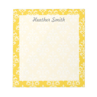 Bloc-note Joli Yellow Damask Personnalisé