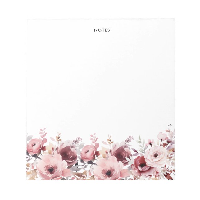 Bloc-note Jolie aquarelle Bourgogne et fleurs rousses (Devant)